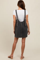 Charcoal Denim Front Pocket Skirt Overalls