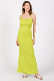 Lime Ribbed Fitted Maxi Dress