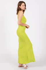 Lime Ribbed Fitted Maxi Dress