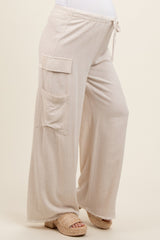 Cream Pocketed Drawstring Maternity Pants