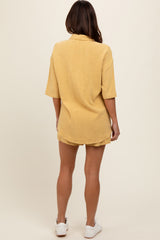 Yellow Linen Blend Short Sleeve Maternity Short Set