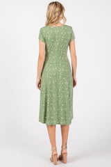 Green Floral Hi-Lo Wrap Dress