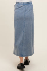 Blue Terry Drawstring Maternity Midi Skirt