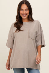 Grey Faded Wash Maternity Short Sleeve Top