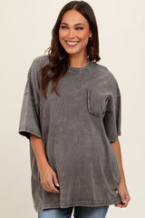 Charcoal Faded Wash Maternity Short Sleeve Top