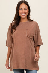 Mocha Faded Wash Maternity Short Sleeve Top