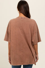 Mocha Faded Wash Maternity Short Sleeve Top