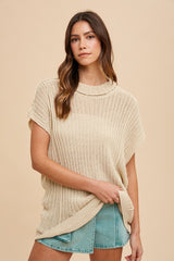 Beige Knit Maternity Tunic Sweater Top