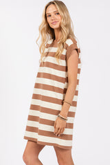 Mocha Wide Stripe Mini Dress