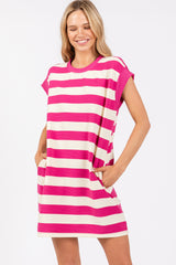 Fuchsia Wide Stripe Mini Dress