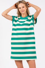 Green Wide Stripe Mini Dress