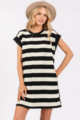 Black Wide Stripe Mini Dress