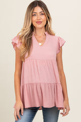 Light Pink Tiered Maternity Tunic Top