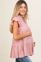 Light Pink Tiered Maternity Tunic Top