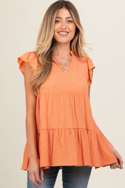 Orange Tiered Maternity Tunic Top