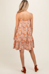 Rust Floral Sleeveless Maternity Mini Dress