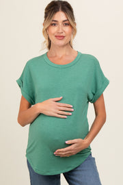 Green Short Sleeve Terry Maternity Top