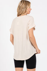 Beige Short Sleeve Terry Top