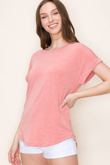 Peach Short Sleeve Terry Top