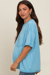 Blue Vintage Wash Oversized Maternity Tee