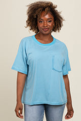 Blue Vintage Wash Oversized Maternity Tee