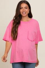 Fuchsia Vintage Wash Oversized Maternity Tee