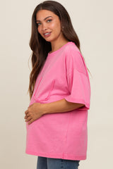 Fuchsia Vintage Wash Oversized Maternity Tee