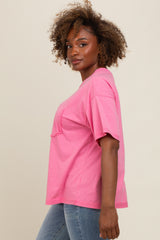 Fuchsia Vintage Wash Oversized Tee