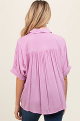 Pink Satin Button Up Maternity Top