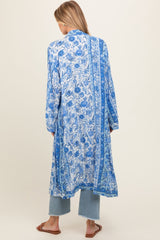 Royal Blue Floral Open Front Maternity Cover Up