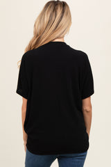 Black V-Neck Crepe Knit Maternity Top