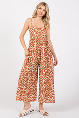 Camel Printed Wide Leg Jumpsuit