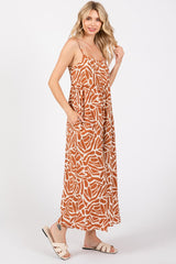 Camel Printed Wide Leg Jumpsuit