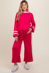 Fuchsia Striped Long Sleeve Maternity Set