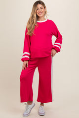 Fuchsia Striped Long Sleeve Maternity Set