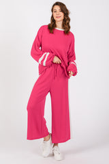 Fuchsia Striped Long Sleeve Maternity Set