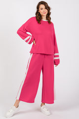 Fuchsia Striped Long Sleeve Set