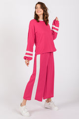 Fuchsia Striped Long Sleeve Set