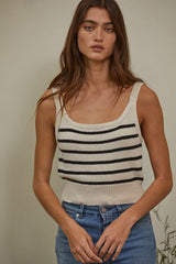 Natural Black Stripe Top