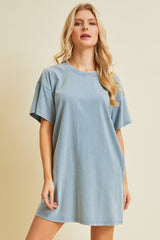 Light Blue Short Sleeve Side Pocket Maternity Dress