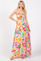 Ivory Printed Sleeveless Front Twist Maternity Maxi Dress