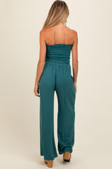 Teal Front Tie Crop Top and Pant Maternity Set