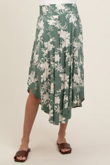 Jade Floral Embroidered Smocked Round Hem Maternity Midi Skirt