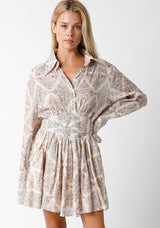 Natural Printed Long Sleeve Dress