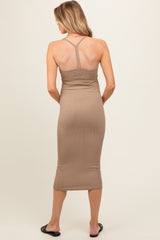 Taupe Racerback Maternity Dress