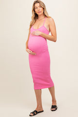 Pink Racerback Maternity Dress