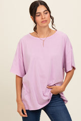 Lavender Raw Rolled Hem Top