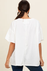 Ivory Raw Rolled Hem Top