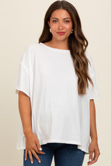 Ivory Raw Rolled Hem Maternity Top