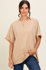 Taupe Raw Rolled Hem Maternity Top